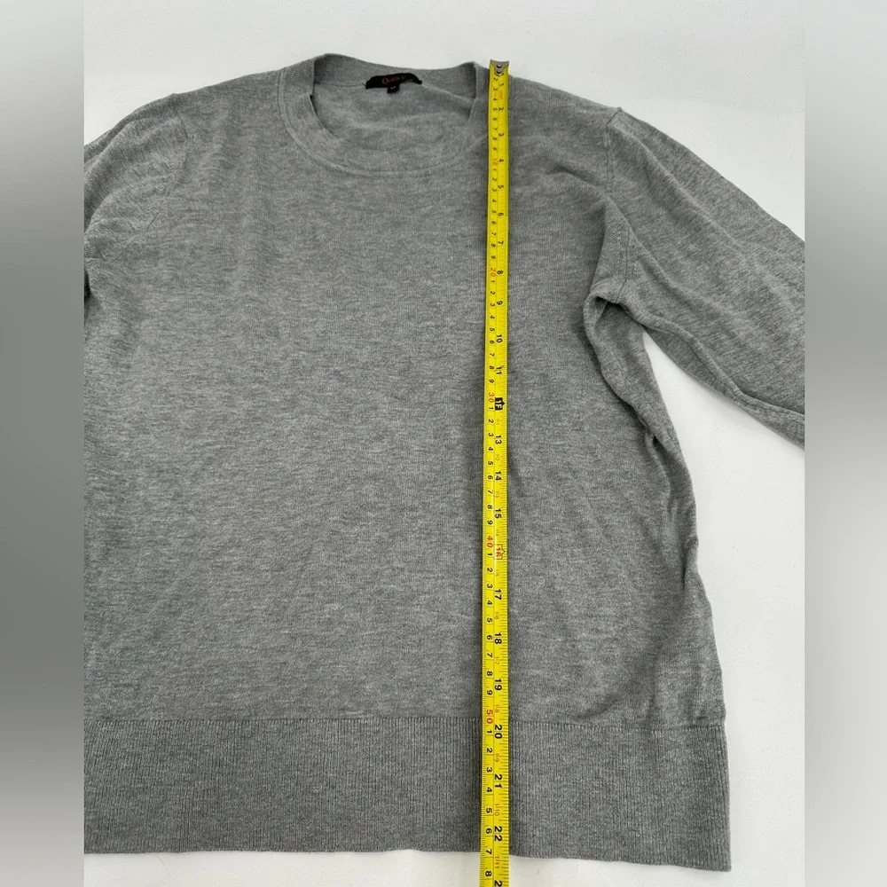 Quince Lightweight Cotton Cashmere Crew Sweater Heather Grey Size Medium_6